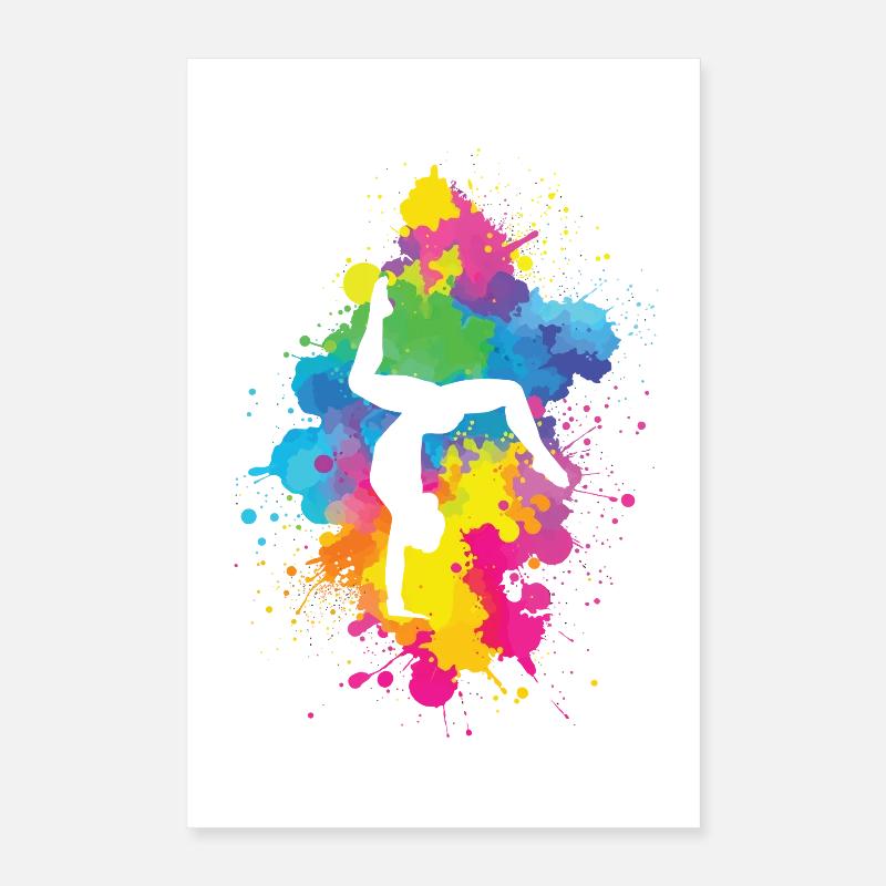 Acrobaties avec explosion de couleurs Poster 40 x 60 cm