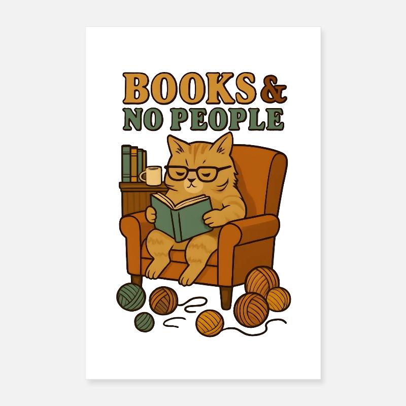 Chat lecteur dans un fauteuil confortable Poster 40 x 60 cm