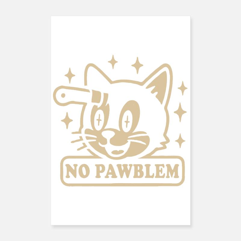Vintage chat pas de pawblem drôle chat jeu de mots Poster 40 x 60 cm