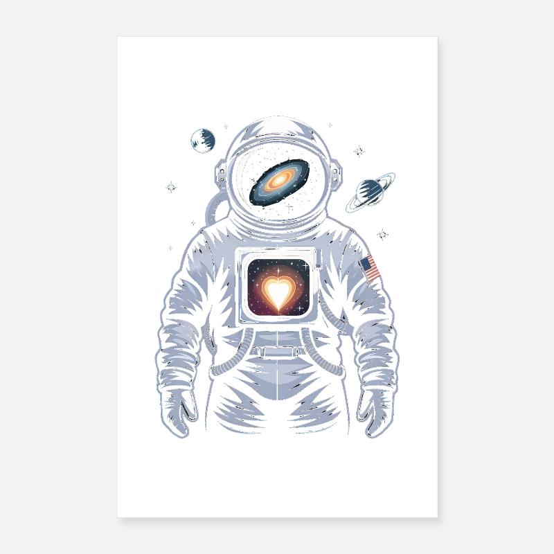 Conception d’astronaute de cœur de l’espace Poster 40 x 60 cm