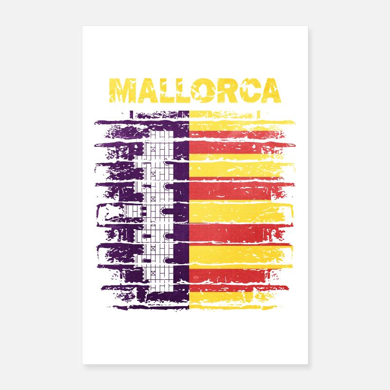 Horizon de Majorque avec le drapeau espagnol Poster 40 x 60 cm