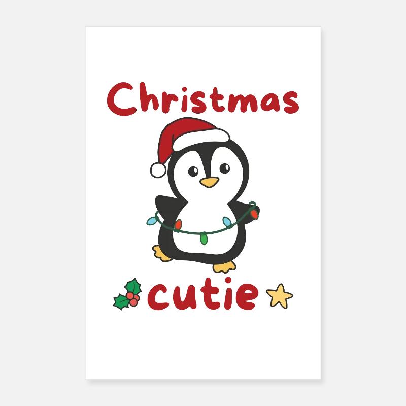 Pingouin de Noël Pingouins Mignon de Noël Poster 40 x 60 cm
