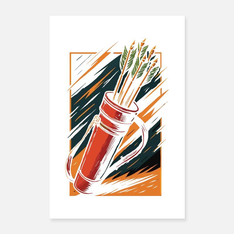 Bogenschießen Bogen Köcher Pfeile Design Poster 40x60 cm