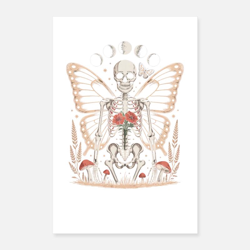 Fée squelette gothique avec phases de lune Poster 40 x 60 cm