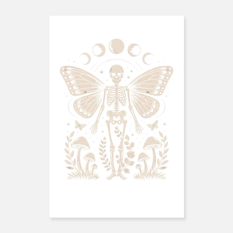 Gothic Skelett Fee mit Mondphasen Poster 40x60 cm