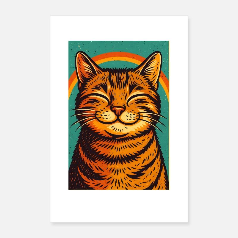 Chat heureux, Chats d’amour Poster 40 x 60 cm