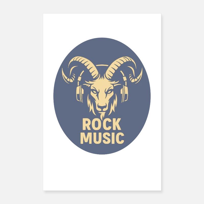 Steinbock mit Kopfhörern Poster 40x60 cm