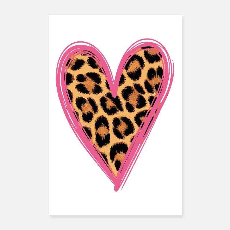Leopard Pattern Heart Design Poster 16" x 24" (40x60 cm)