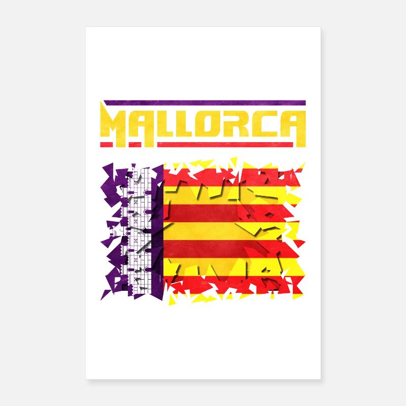 Conception musicale de Majorque avec le drapeau espagnol Poster 40 x 60 cm