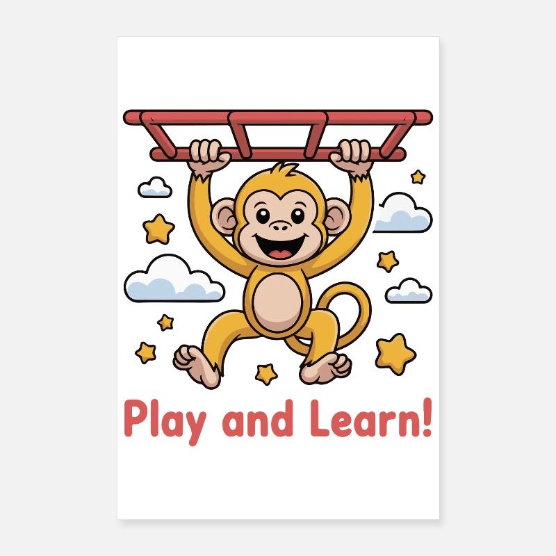 Cheerful Monkey Playground Design Poster 16" x 24" (40x60 cm)