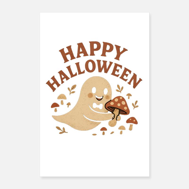 Funny Halloween ghost with mushroom Poster 16" x 24" (40x60 cm)