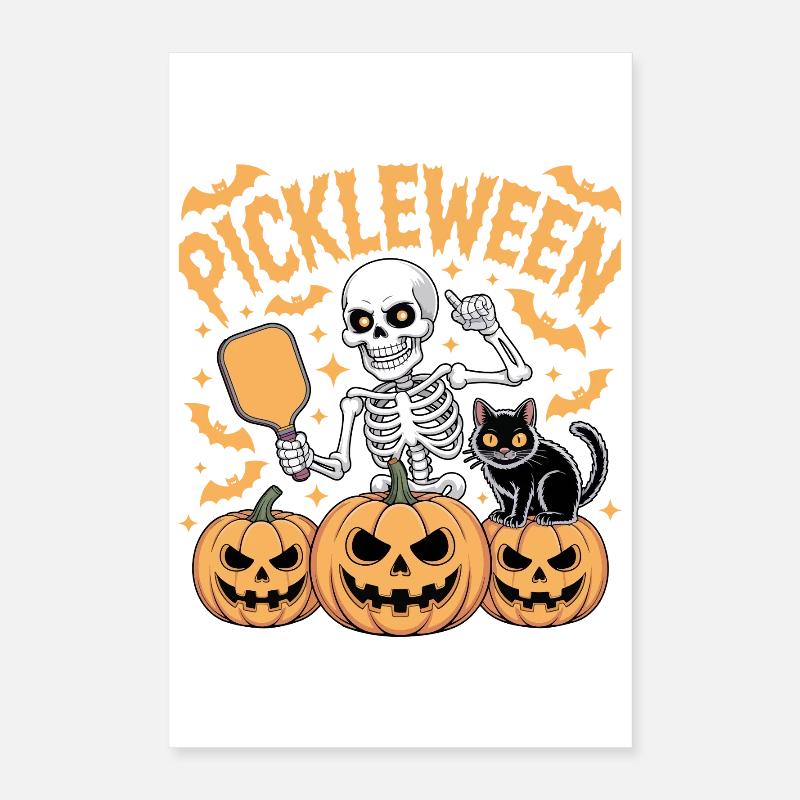 Pickleween Pickleball Player Pumpkin Halloween Poster 16" x 24" (40x60 cm)