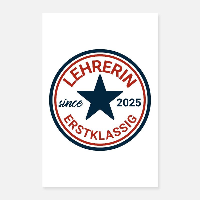 Logo d'enseignant avec étoile et design classique Poster 40 x 60 cm