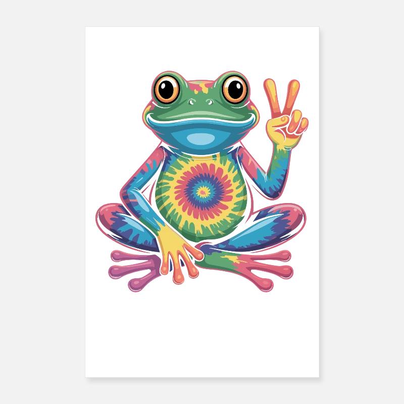 Frosch Tie-Dye Hippie Frieden Zeichen Poster 40x60 cm