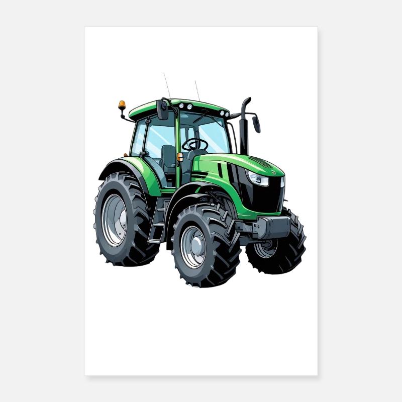 Grüner Traktor mit moderner Ästhetik Poster 40x60 cm