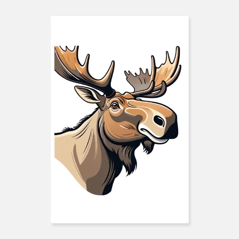 Expressive moose with characteristic look Poster 16" x 24" (40x60 cm)