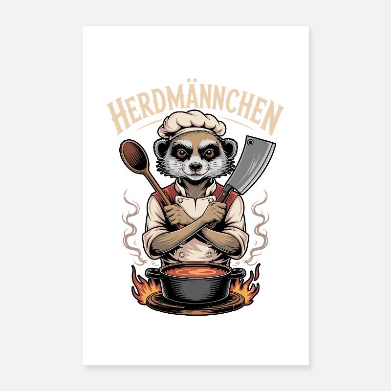 Herdmännchen kochen lustiger Koch Herdmännchen Poster 40 x 60 cm