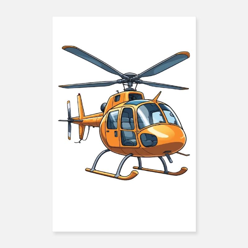 Helicopter comic graphic design Poster 16" x 24" (40x60 cm)