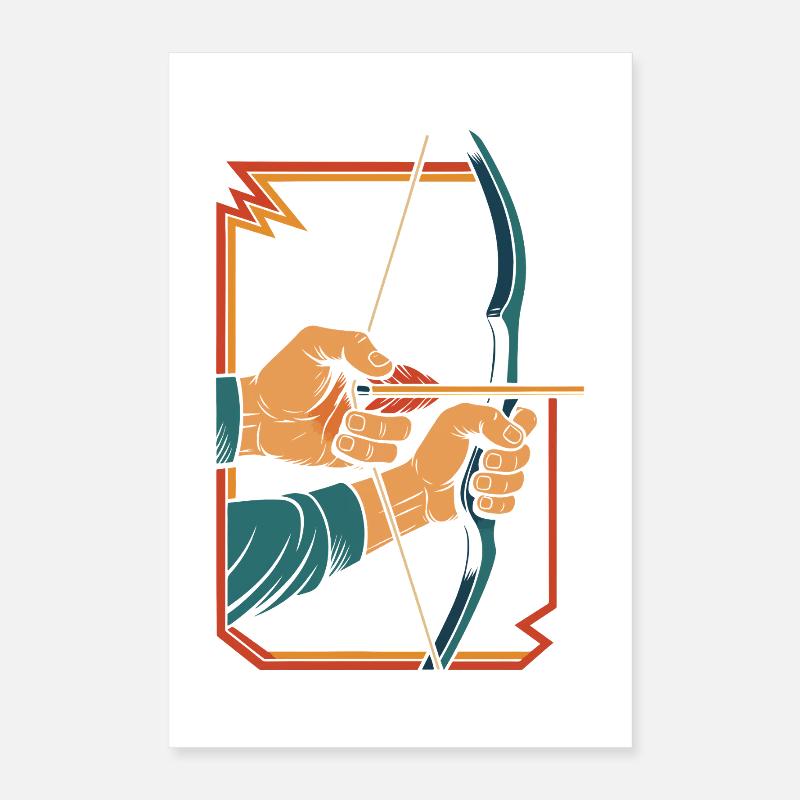 tir à l'arc arc cible archer mains rétro Poster 40 x 60 cm