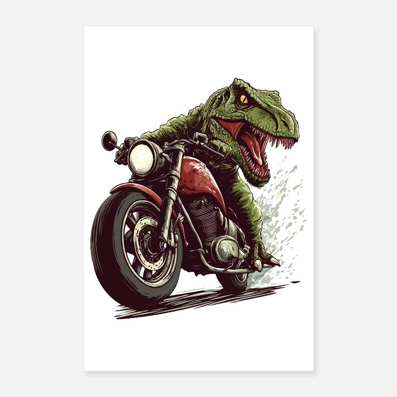 Crocodile on Motorcycle Action Design Poster 16" x 24" (40x60 cm)