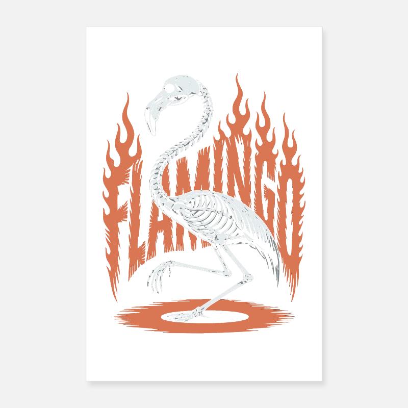 Flamingo Flammen Skelett Halloween Poster 40x60 cm