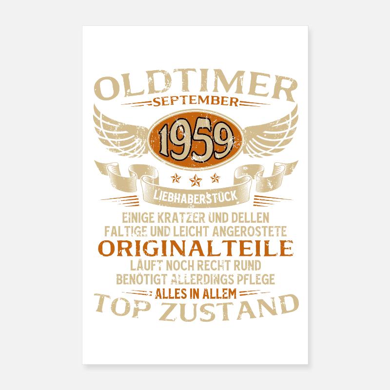 66. Geburtstag Geschenk Oldtimer September 1959 Poster 40x60 cm