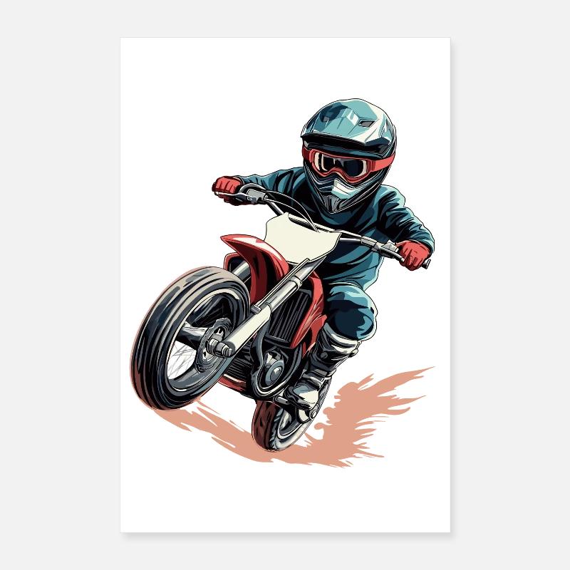 Dynamischer Motorradfahrer im Actionstil Poster 40x60 cm
