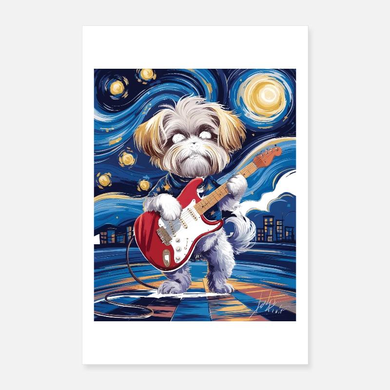 Starry Night Maltese Poster 40x60 cm