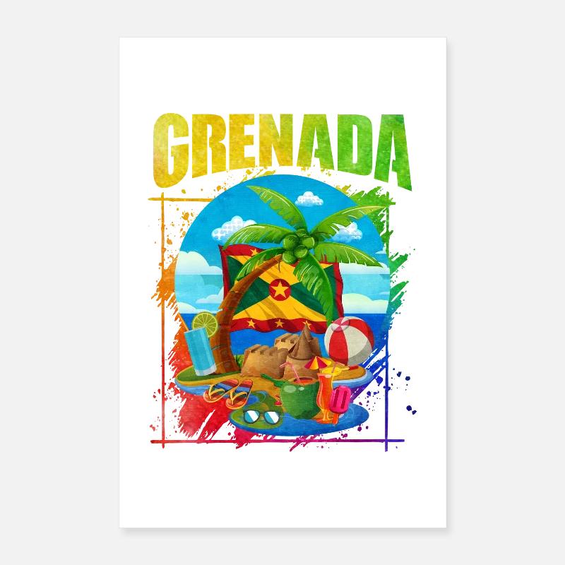 Tropical beach with Grenada motif Poster 16" x 24" (40x60 cm)