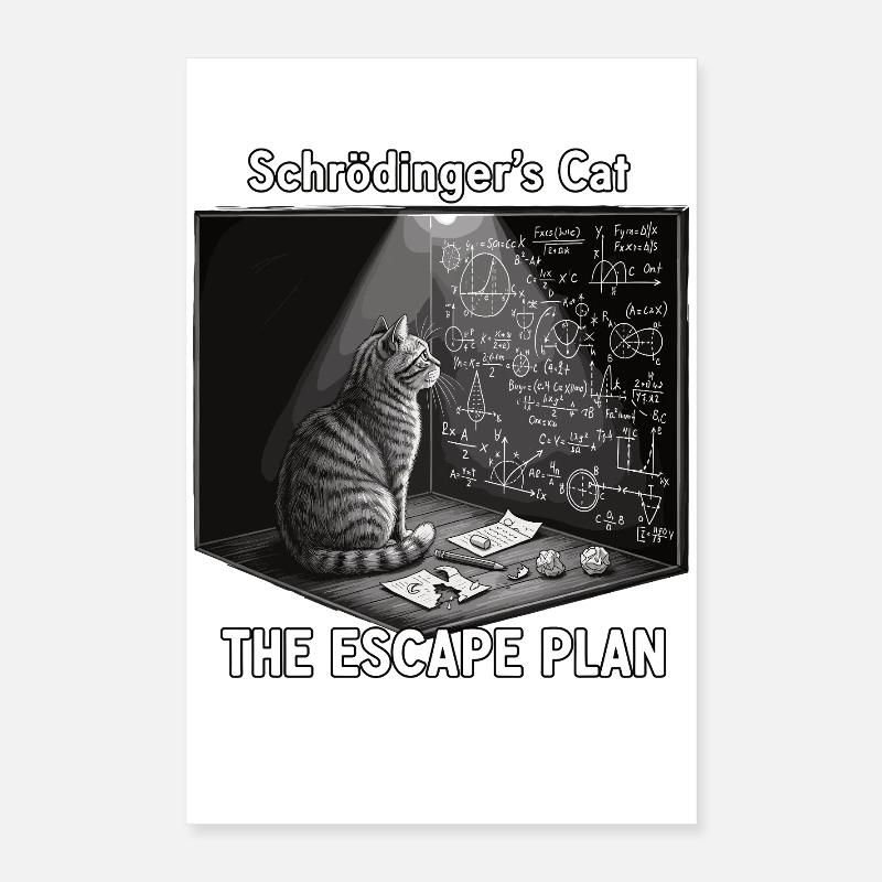 Schrödingers Katze mit Fluchtplan Poster 40x60 cm