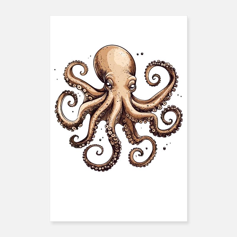 Detailed octopus design with texture Poster 16" x 24" (40x60 cm)