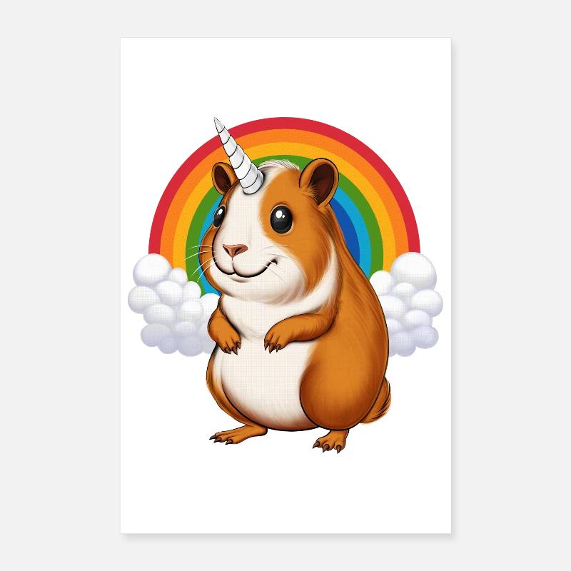 Cochon d'Inde Licorne Poster 40 x 60 cm