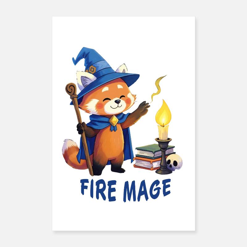 Magicien Panda Rouge – Dessin animé Mage du Feu Poster 40 x 60 cm