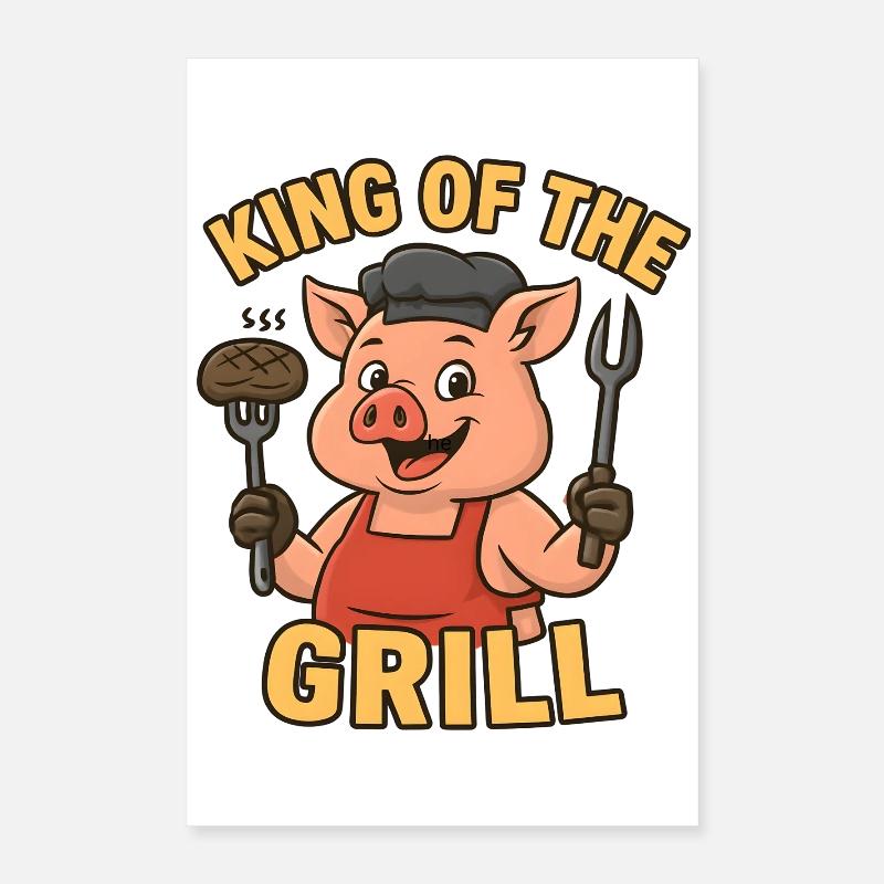Grill Master Pig – Roi du barbecue Poster 40 x 60 cm