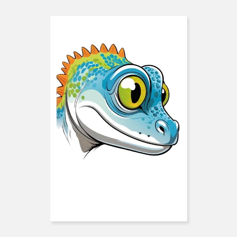 Conception de dessin animé Geko coloré Poster 40 x 60 cm