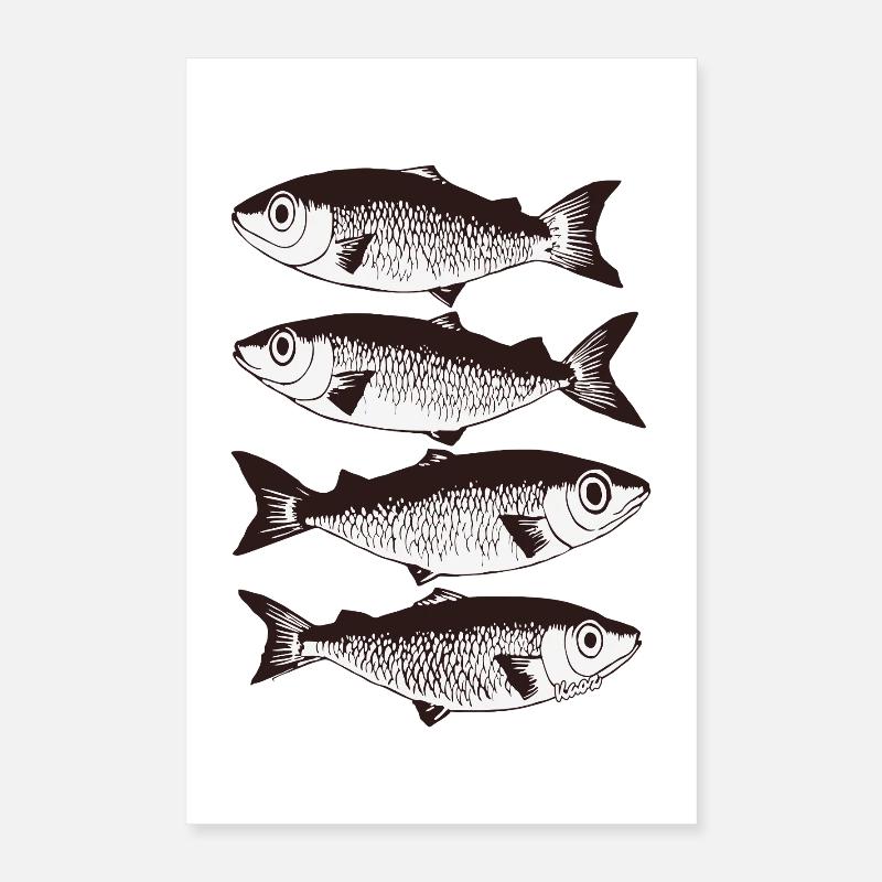 Motif de poisson stylisé Poster 40 x 60 cm