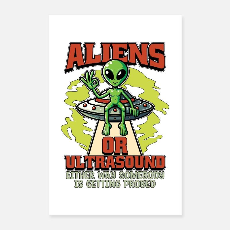 Échographiste extraterrestre ou échographie Poster 40 x 60 cm