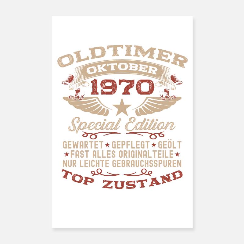 55. Geburtstag Geschenk Oldtimer Oktober 1970 Poster 40x60 cm
