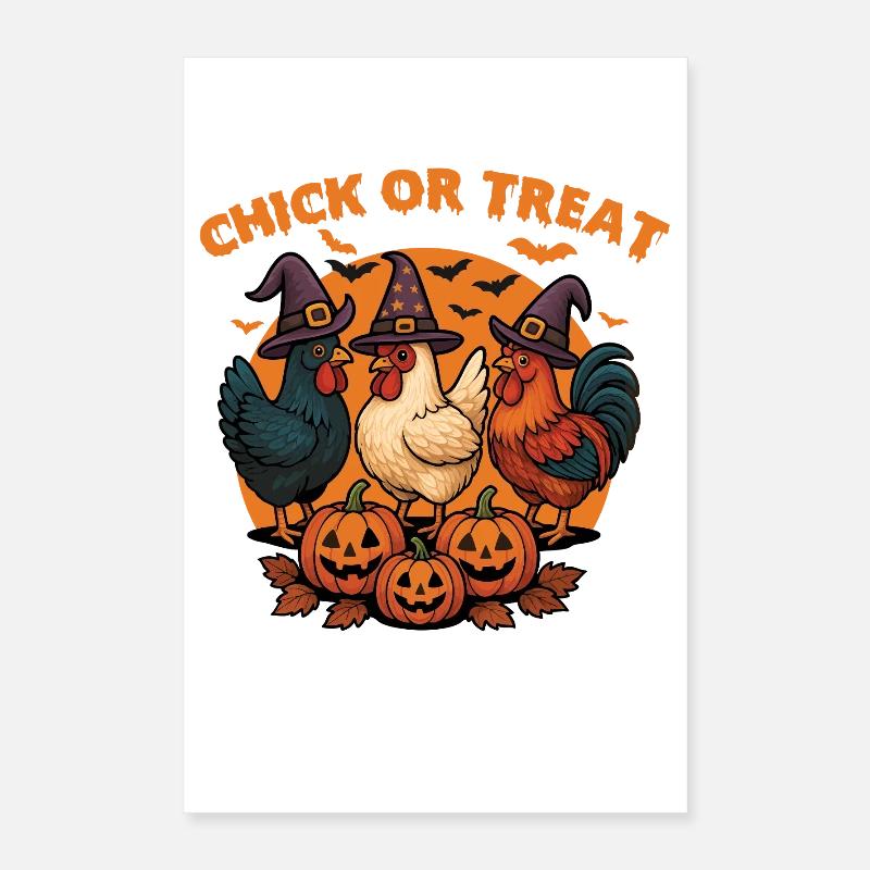 Küken oder Leckerli Gruseliges Halloween-Huhn Poster 40x60 cm
