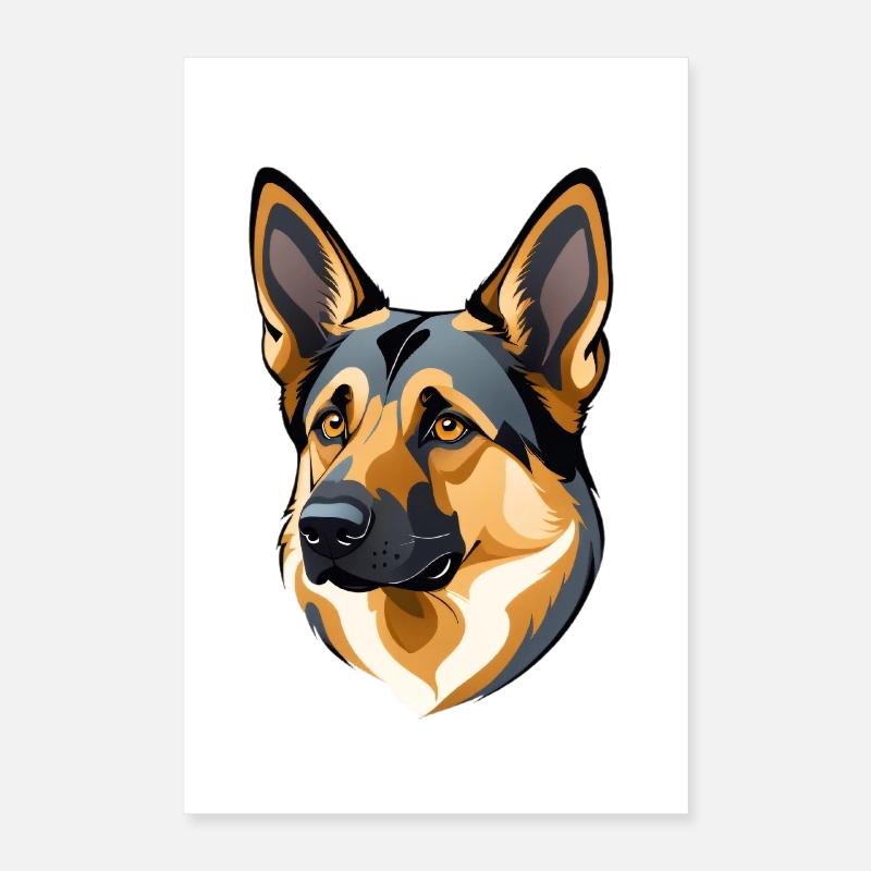 Gesicht eines deutschen Schäferhunds Poster 40x60 cm