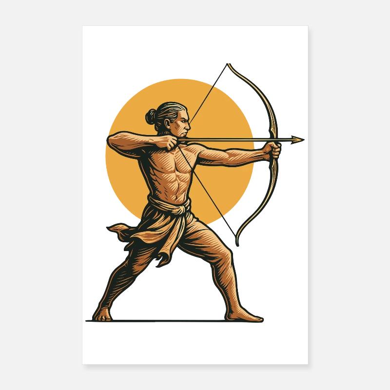 Archer Aim Archery Bow Target Retro Design Poster 16" x 24" (40x60 cm)