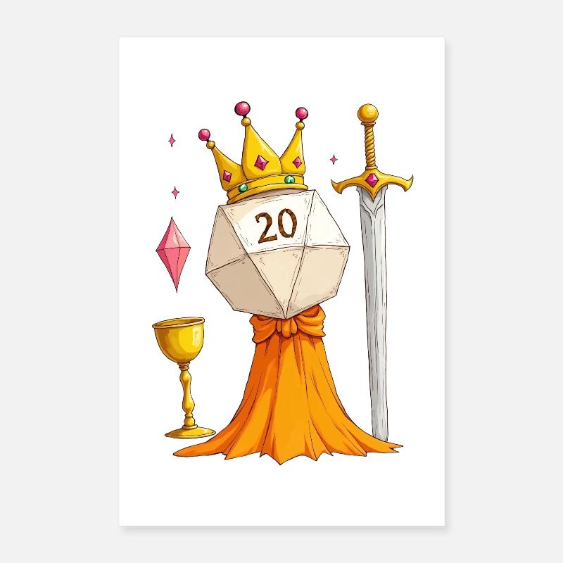 D20 Queen – Cube avec épée, robe et bocal Poster 40 x 60 cm