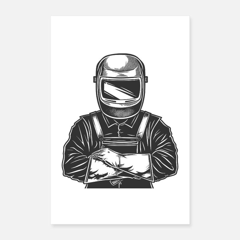 Welder with helmet Poster 16" x 24" (40x60 cm)