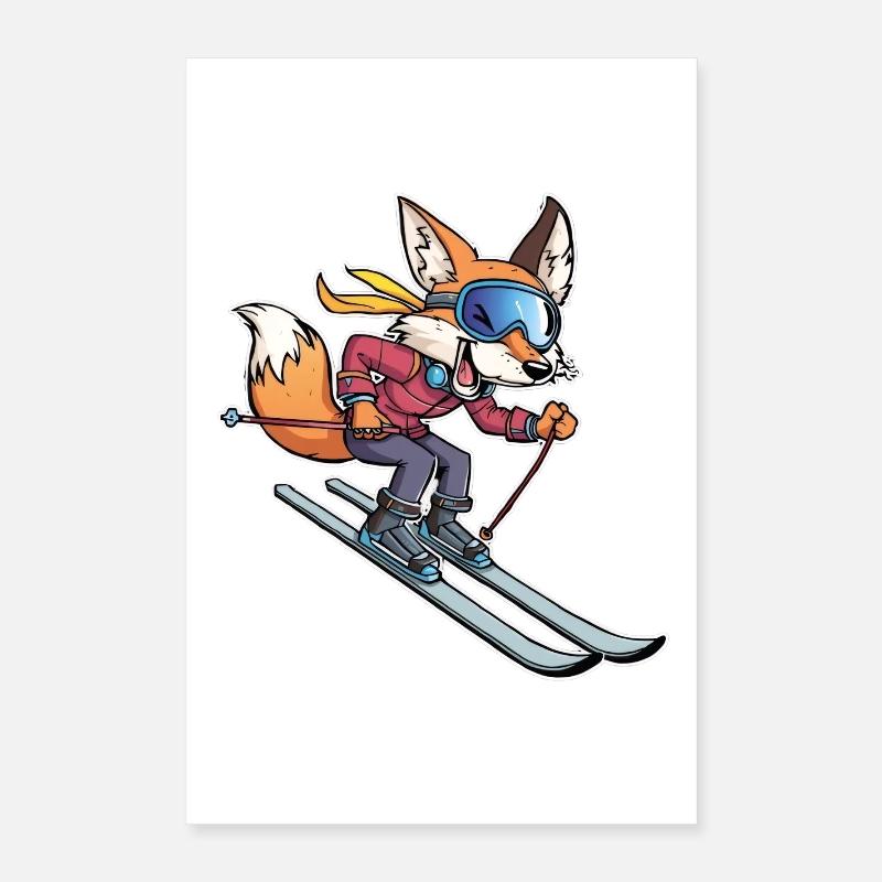 Renard d’aventure en ski Poster 40 x 60 cm