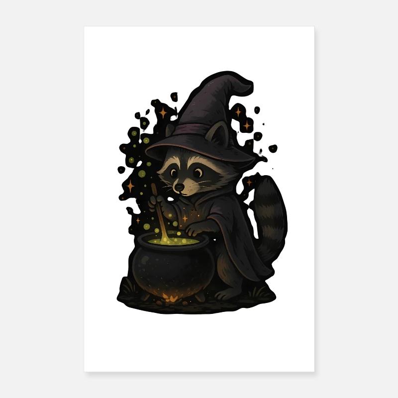 Magic raccoon as a witch with magic potion Poster 16" x 24" (40x60 cm)