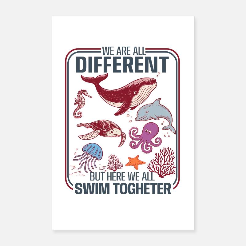 Underwater Diversity Unity Design Poster 16" x 24" (40x60 cm)