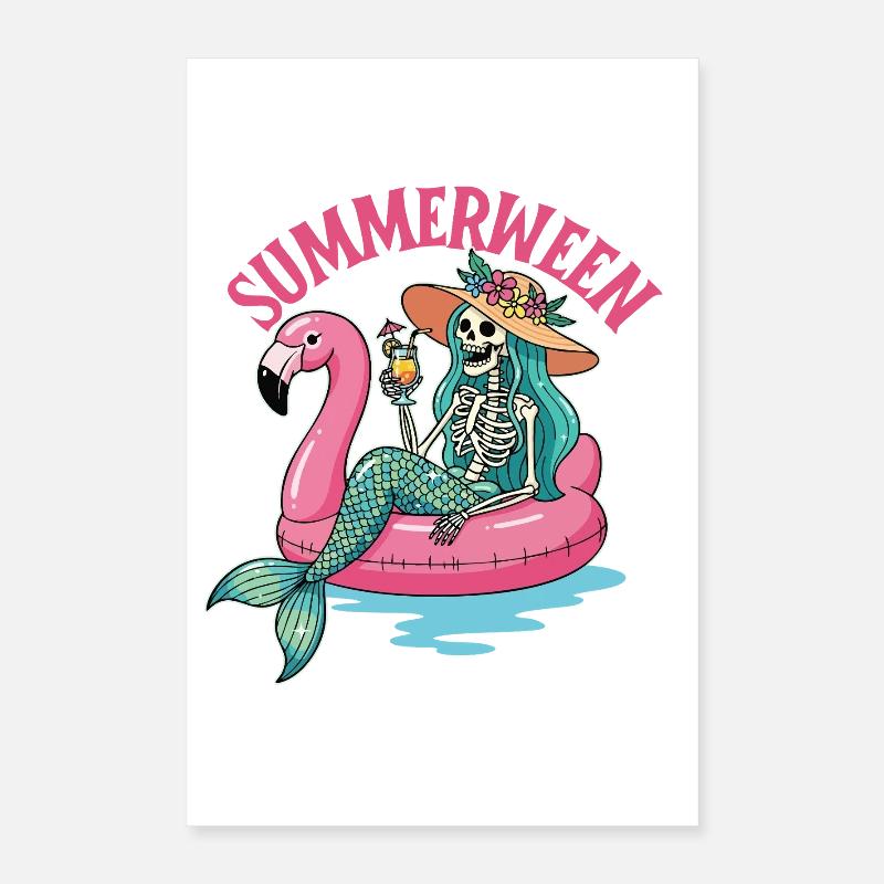 Summerween Sirène Squelette Costume Effrayant Poster 40 x 60 cm