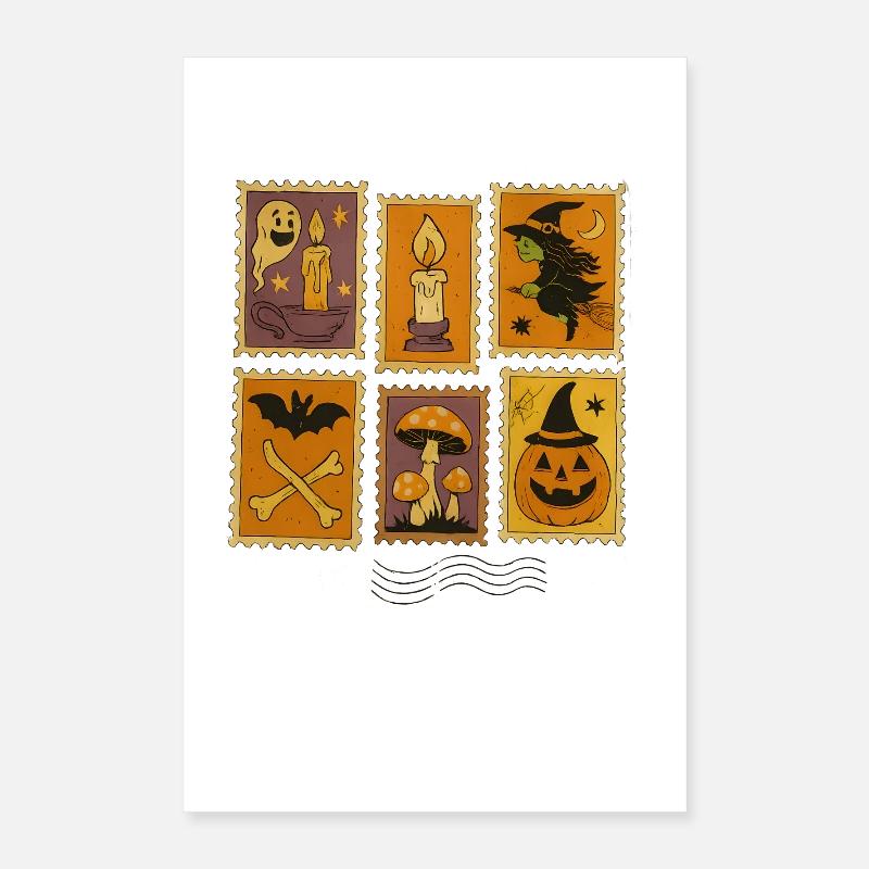 Sorcière d’Halloween et citrouille autocollant ensemble Poster 40 x 60 cm