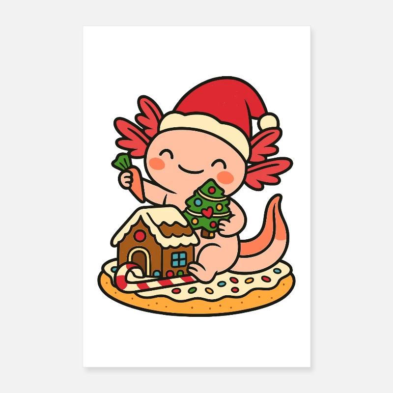 Axolotl de Noël - Design de Noël mignon Poster 40 x 60 cm