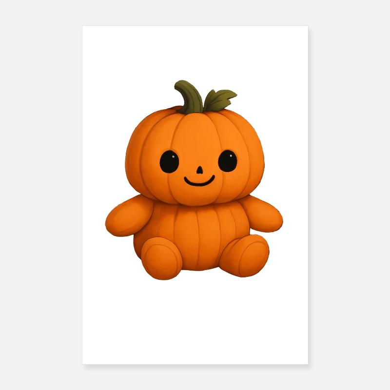 Mignon citrouille ours en peluche visage amical Poster 40 x 60 cm